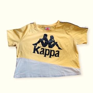 Kappa Women’s Yellow Black 222 Banda Balimnos Crop Top Tee T-Shirt Sz Med